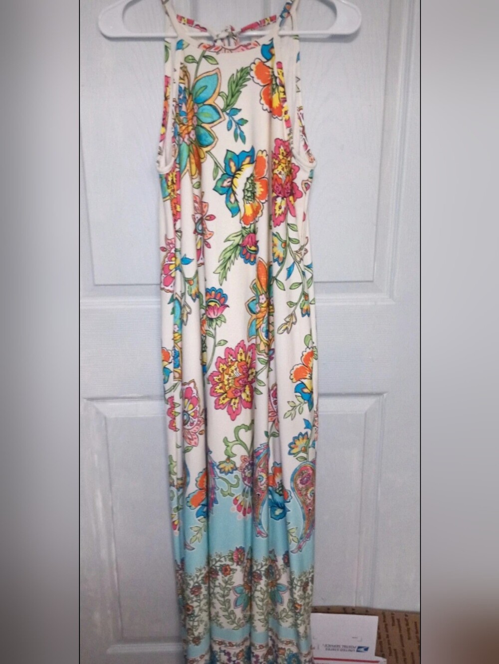 Cato Cream Maxi Dress with Bright Floral Print MEDIUM